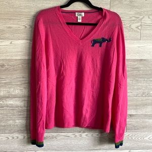 Lilly Pulitzer Pink Elephant V-Neck Vintage Sweater